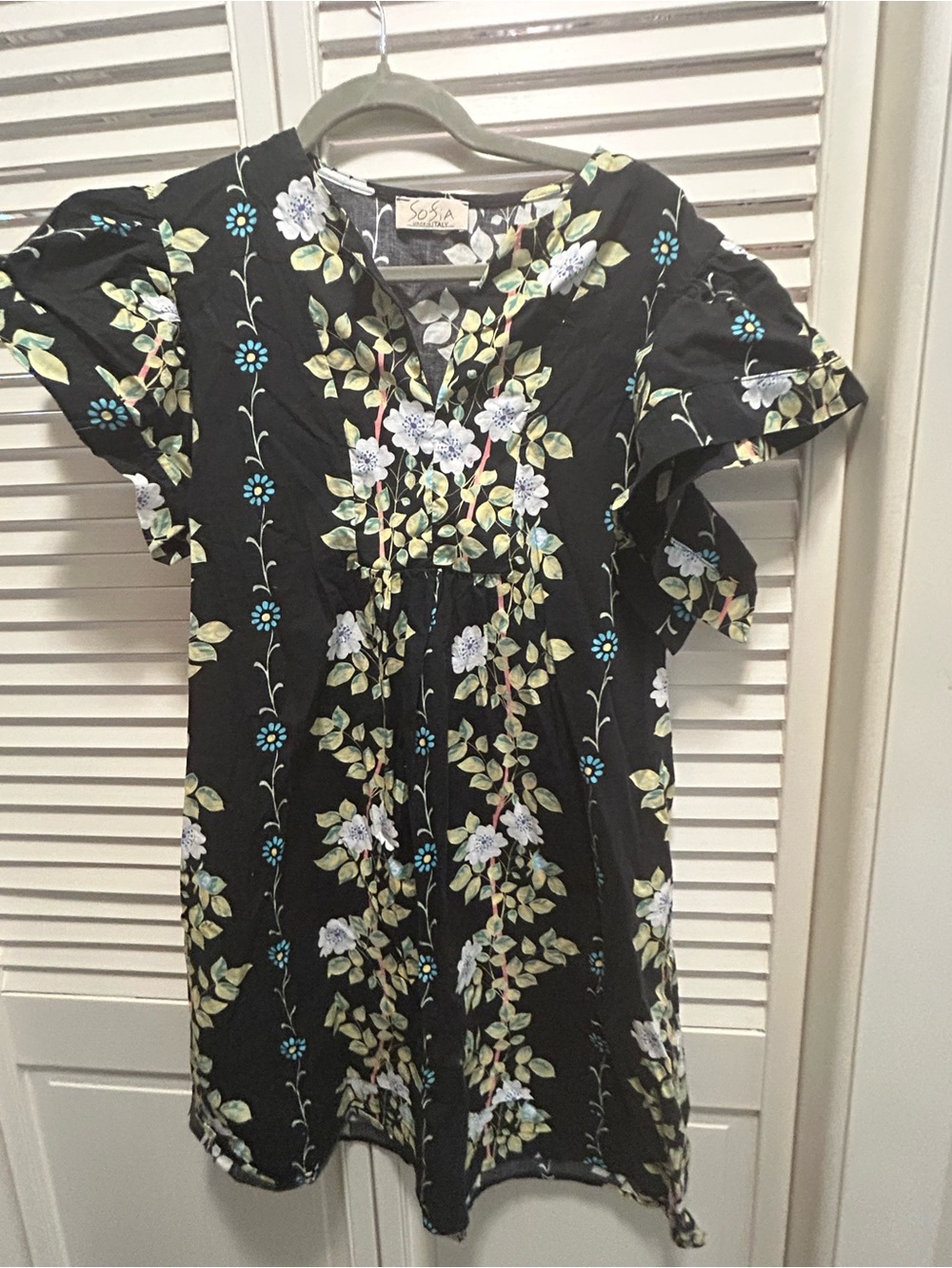 Sosia Black Floral Short-Sleeve Dress